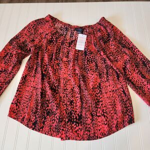 Sanctuary Small Nwt Red Black Long Sleeve Button Up Blouse 13.7431